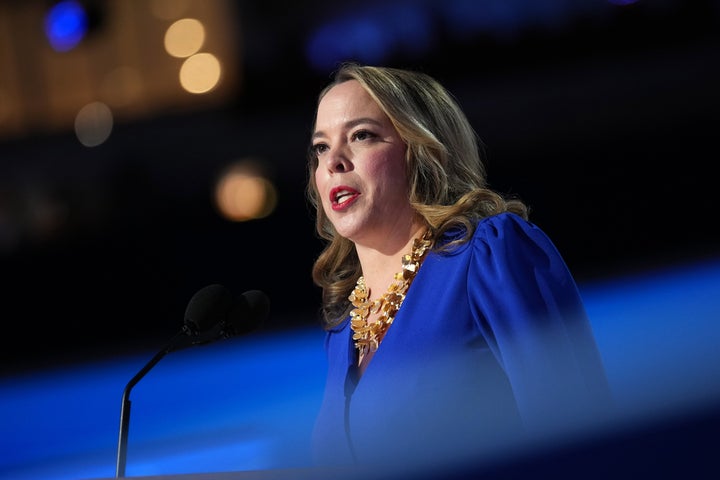 Olivia Troye, former National Security advisor to former Vice President Mike Pence, speaks Wednesday at the DNC.