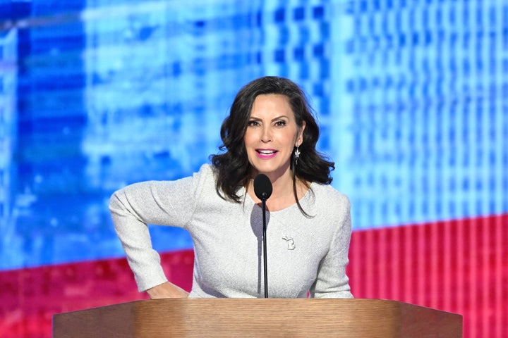 Michigan Gov. Gretchen Whitmer speaks on the fourth and final day of the Democratic National Convention on Thursday in Chicago.