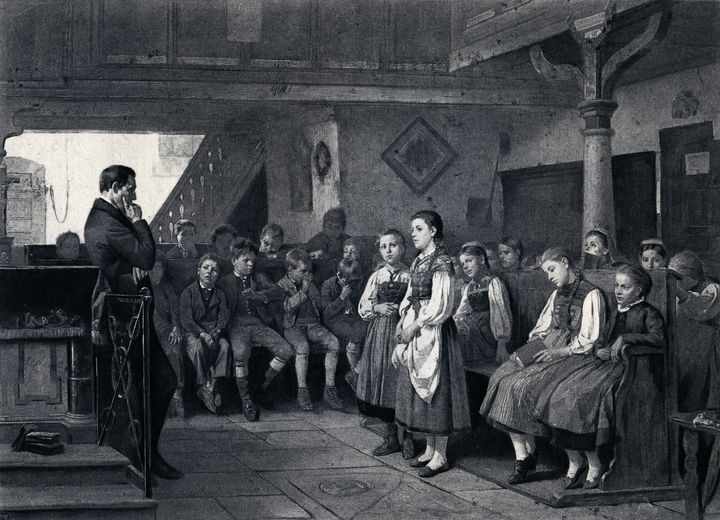 "School examination (XXXL)From the original painting of B.VAUTIER and engraved by GOUPIL and Co in 1881