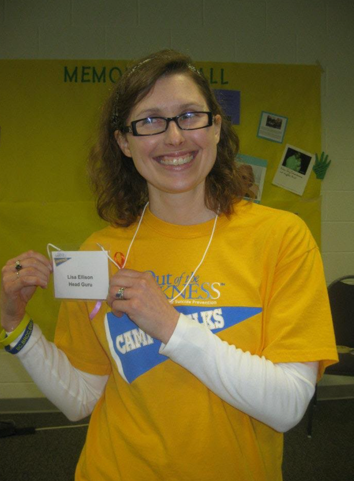 "This was taken in 2012 when I organized and led an Out of the Darkness Walk for Suicide Prevention that included approximately 500 attendees," the author writes.