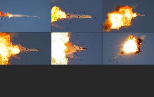 (COMBO) In this combination of pictures created on August 25, 2024, photos taken from a position in northern Israel show Hezbollah UAVs being intercepted by the Israeli air force over northern Israel on August 25, 2024. The Israeli military announced early August 25, 2024 that it was conducting pre-emptive strikes in Lebanon after detecting preparations for "large-scale" attacks by the Iran-backed militant group Hezbollah. Hezbollah said it had launched more than 320 rockets at Israel overnight, targeting a string of military positions, even as Israel's military said it was carrying out pre-emptive strikes against the group. (Photo by Jalaa MAREY / AFP) (Photo by JALAA MAREY/AFP via Getty Images)