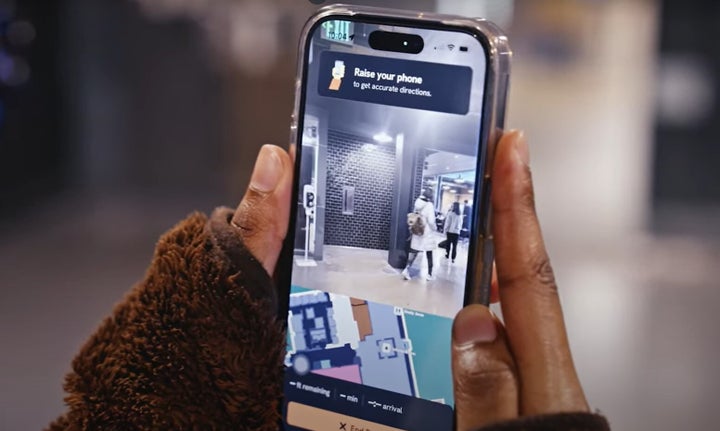 A phone providing real-time directions using AI.