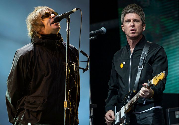 Oasis performers Liam and Noel Gallagher (L-R) performing in 2021 and 2022