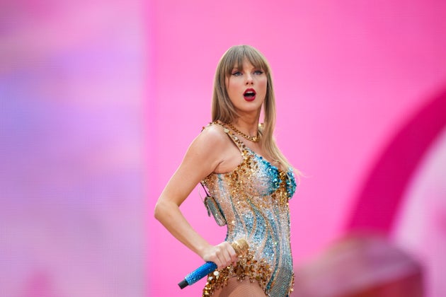 Taylor Swift on stage in London in June