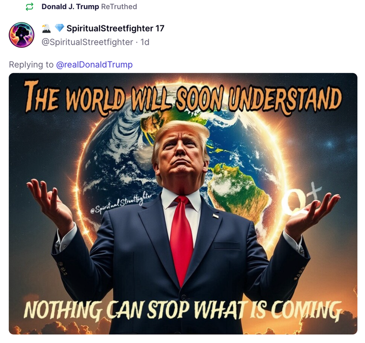 Some of Trump's reposts appear to feature graphics designed using AI.