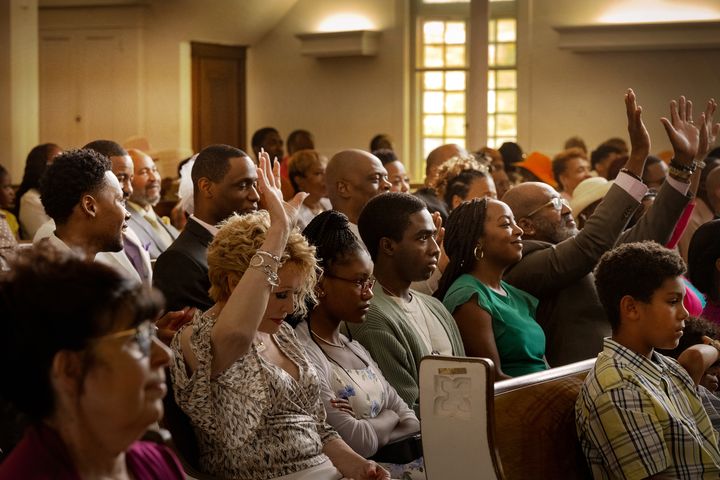 From center left: Glenn Close appears as Alberta, Demi Singleton as Shante and Caleb McLaughlin as Nate in "The Deliverance."