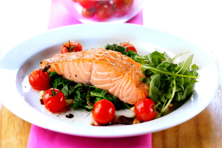 Foods rich in omega-3s, like salmon, can help ease the inflammation that increases during menopause.