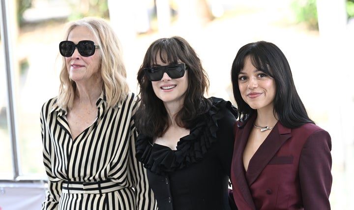 Catherine O'Hara, Winona Ryder and Jenna Ortega are seen at the 81st Venice International Film Festival on Aug. 28 in Venice, Italy.