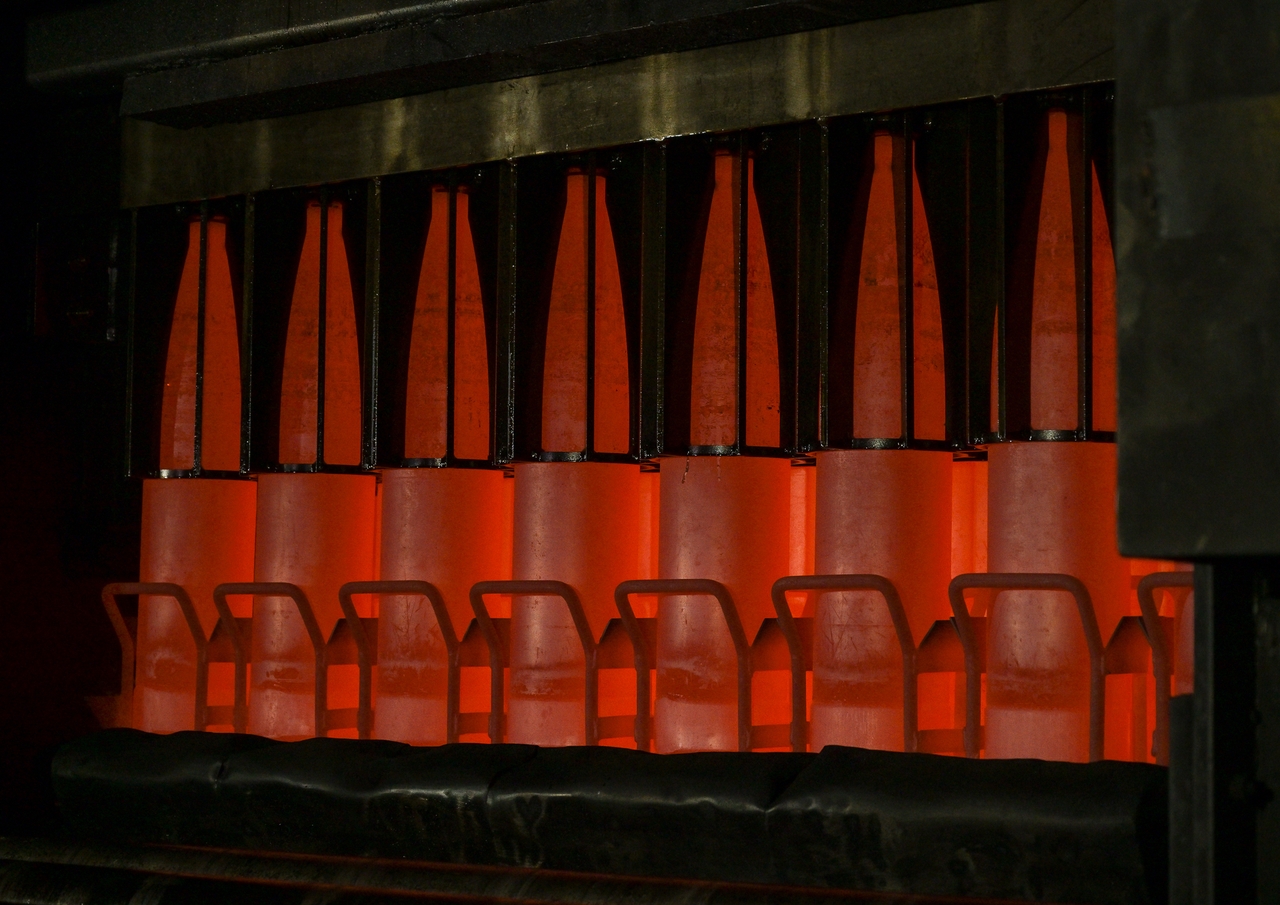 155 mm projectiles are heat treated during manufacturing.