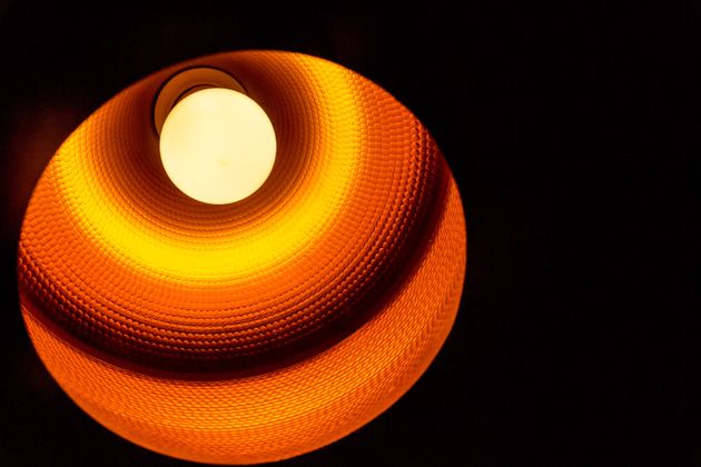 Interior of Gold Coloured Metal Lamp Shade