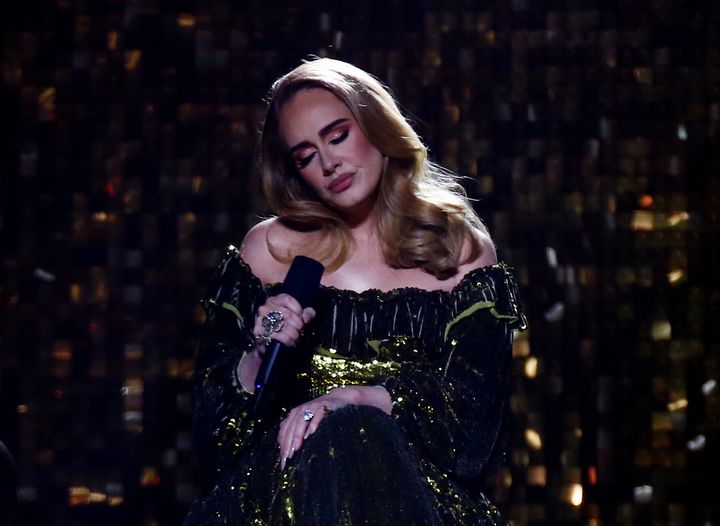 Adele on stage at the Brit Awards in 2022