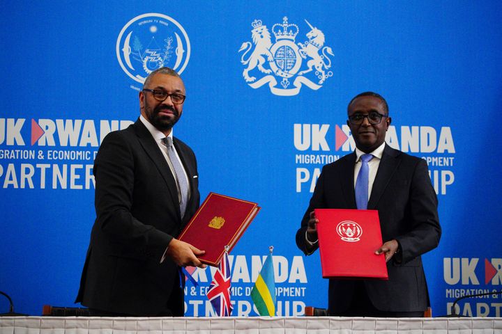 James Cleverly signing a new treaty with Rwandan Minister of Foreign Affairs Vincent Biruta when he was home secretary.