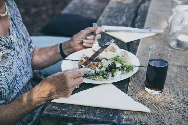 Elderly person eating