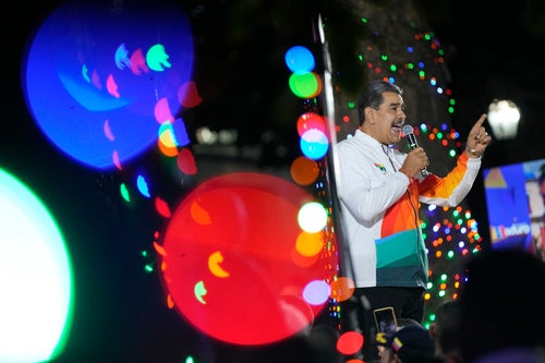 President Nicolás Maduro speaks to supporters in Caracas, Venezuela, on Dec. 3, 2023.