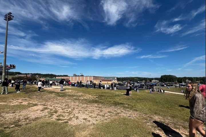 Apalachee High students were evacuated to the football stadium on Wednesday after the school grounds were cordoned off due to a shooting.