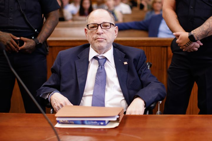 Former film producer Harvey Weinstein appears in Manhattan Criminal Court on July 19, 2024 in New York City. He remains in custody in New York awaiting retrial on sexual assault charges there. 