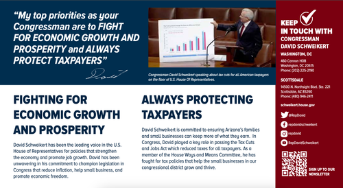 Rep. Dave Schweikert (R-Ariz.) is spending lots of taxpayer money on mass mailers to boast of his commitment to... fiscal responsibility.