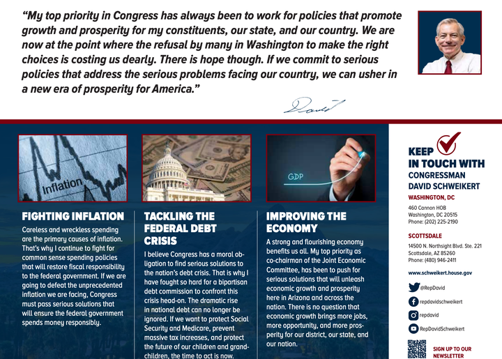 Members of Congress are allowed to use taxpayer money to send mailers that relate to their official duties, but it’s illegal for them to use that money to campaign.