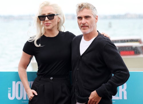 Lady Gaga, left, and Joaquin Phoenix co-star in "Joker: Folie à Deux," which screened Wednesday, Sept. 4, in Venice, Italy.
