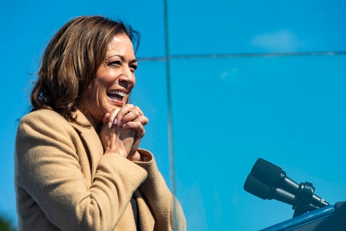 US Vice President and Democratic presidential candidate Kamala Harris speaks at a campaign event at the Throwback Brewery, in North Hampton, New Hampshire, on September 4, 2024.