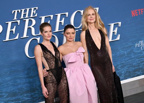 From left: Meghann Fahy, Eve Hewson and Nicole Kidman are photographed at the Los Angeles premiere of Netflix's "The Perfect Couple" on Wednesday, Sept. 4, 2024, in Los Angeles, California.