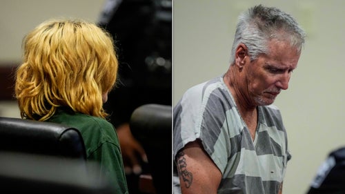 Colt Gray, left, and father Colin Gray appear in a Barrow County courthouse during their first court appearances over the Wednesday shooting at Georgia's Apalachee High School.