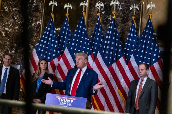 Former President Donald Trump, the Republican presidential nominee, speaks during a news conference at Trump Tower, Friday, Sept. 6, 2024, in New York. Trump, his advisers said, intends to put Harris on the defensive, portraying her as too liberal while trying to link her to Biden's economic record and mention her about-faces on issues such as a fracking ban, which she no longer supports. (AP Photo/Stefan Jeremiah)