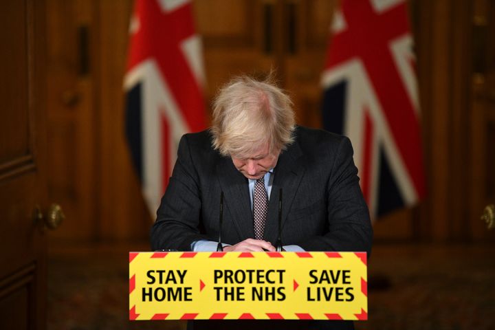 Former PM Boris Johnson during a Covid conference at the height of the pandemic.