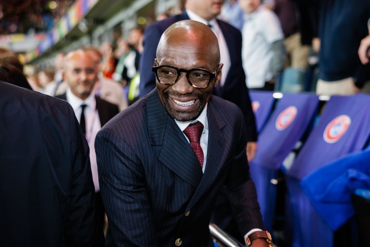 HAMBURG, GERMANY - JULY 5: Claude Makelele of France celebrates after the UEFA EURO 2024 quarter-final match between Portugal and France at Volksparkstadion on July 5, 2024 in Hamburg, Germany. (Photo by Reinaldo Coddou H. - UEFA/UEFA via Getty Images)