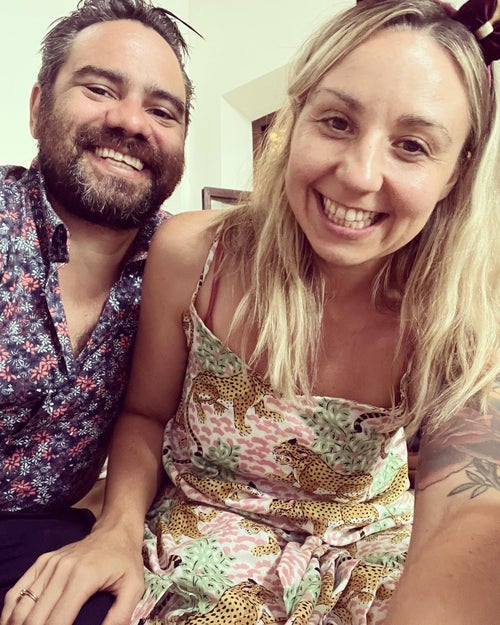 The author, right, is pictured with her husband.