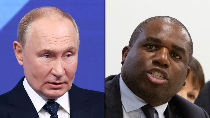 Russian president Vladimir Putin and foreign secretary David Lammy