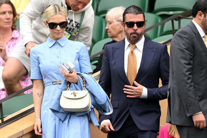 Jordyn Blum and Dave Grohl attend London's Wimbledon Tennis Championships on July 2, 2024. Grohl announced he fathered a child with someone other than his wife on Tuesday.