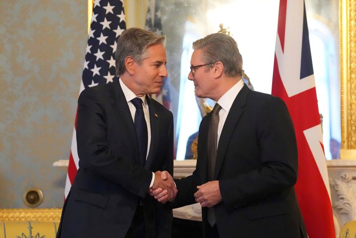 PM Keir Starmer with US secretary of state Antony Blinken