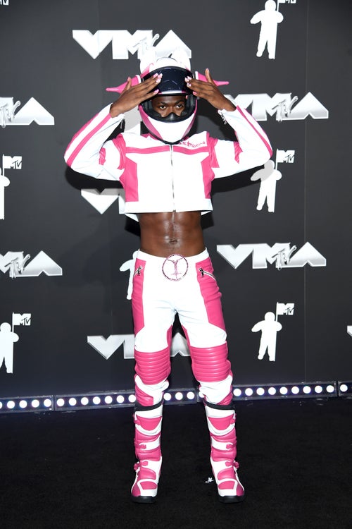 Lil Nas X photographed striking a pose at the 2024 MTV Video Music Awards on September 11, 2024 in Elmont, New York.
