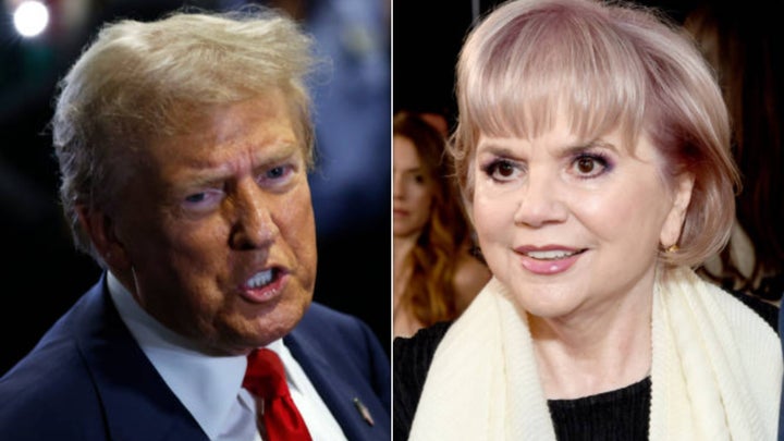 Linda Ronstadt (right) said of Donald Trump: "It saddens me to see the former President bring his hate show to Tucson."