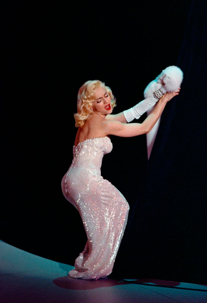 Madonna on stage during the 1991 Oscars