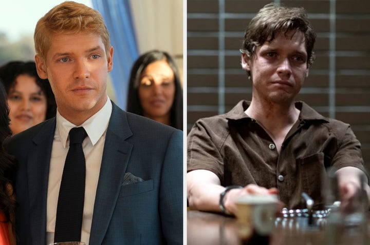 Billy Howle in The Perfect Couple (left) and Under The Banner Of Heaven (right)