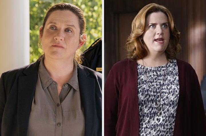 Donna Lynn Champlin in The Perfect Couple (left) and Crazy Ex-Girlfriend (right)