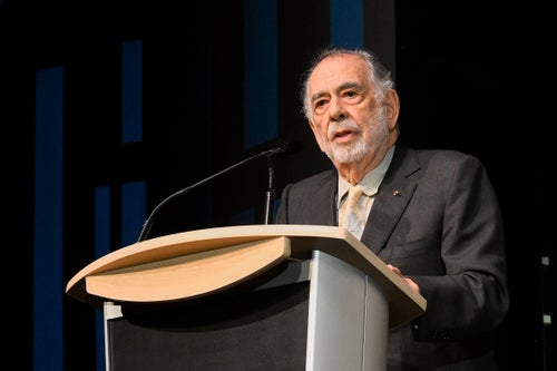 Francis Ford Coppola speaks at the Toronto premiere of "Megalopolis" on Sept. 9. He is suing Variety and two of its employees for libel over an article alleging unprofessional behavior on the set of the sci-fi epic.