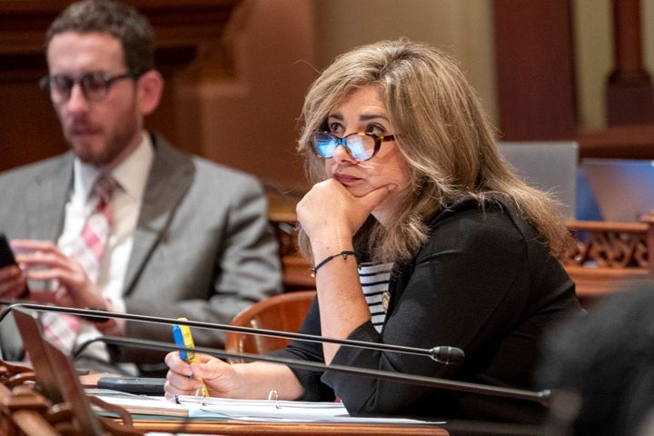 State Sen. Marie Alvarado-Gil listens to the discussion of a bill on July 10, 2023, at the Capitol in Sacramento, California. The Republican lawmaker is being accused of sexual harassment.