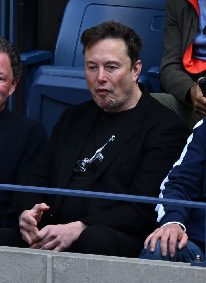 Elon Musk is seen at the 2024 US Open at the USTA Billie Jean King National Tennis Center on September 08, 2024 in New York City.