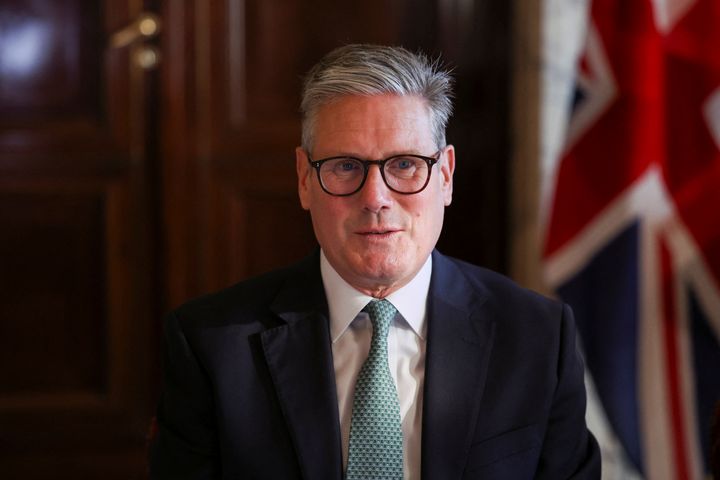 British Prime Minister Keir Starmer speaks at a breakfast meeting with Italian business leaders at Villa Wolkonsky in Rome, Italy, Monday, Sept. 16, 2024. (Phil Noble/Pool Photo via AP)