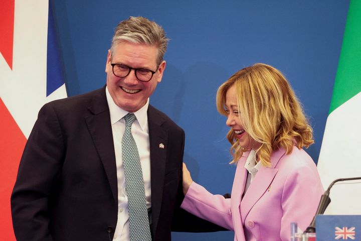 Keir Starmer with Italian prime minister Giorgia Meloni.