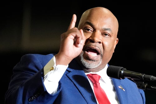 North Carolina Lt. Gov. Mark Robinson speaks before Republican presidential candidate former President Donald Trump at a campaign rally on March 2 in Greensboro, North Carolina.