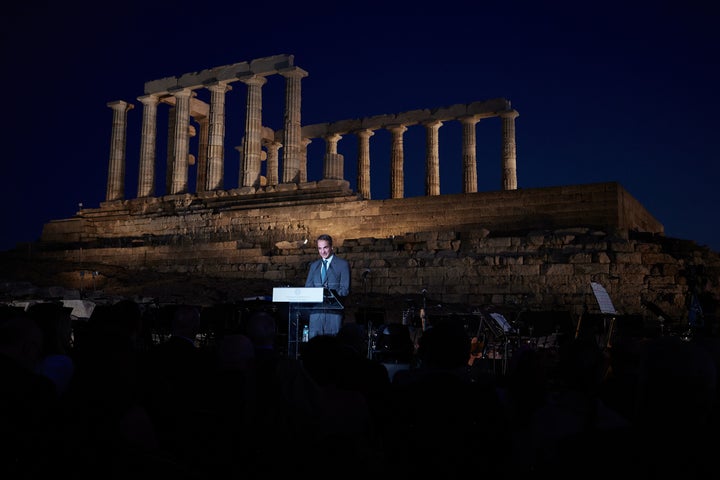 Εγκαίνια του έργου του νέου φωτισμού του ιερού του Ποσειδώνα, στο ακρωτήρι του Σουνίου, Δευτέρα 16 Σεπτεμβρίου 2024.