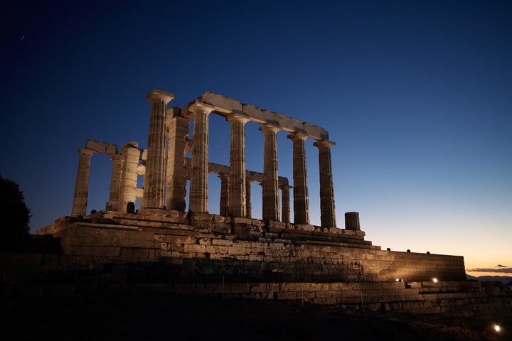 Εγκαίνια του έργου του νέου φωτισμού του ιερού του Ποσειδώνα, στο ακρωτήρι του Σουνίου, Δευτέρα 16 Σεπτεμβρίου 2024.