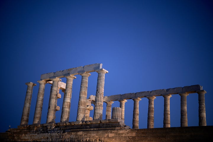 Εγκαίνια του έργου του νέου φωτισμού του ιερού του Ποσειδώνα, στο ακρωτήρι του Σουνίου, Δευτέρα 16 Σεπτεμβρίου 2024.