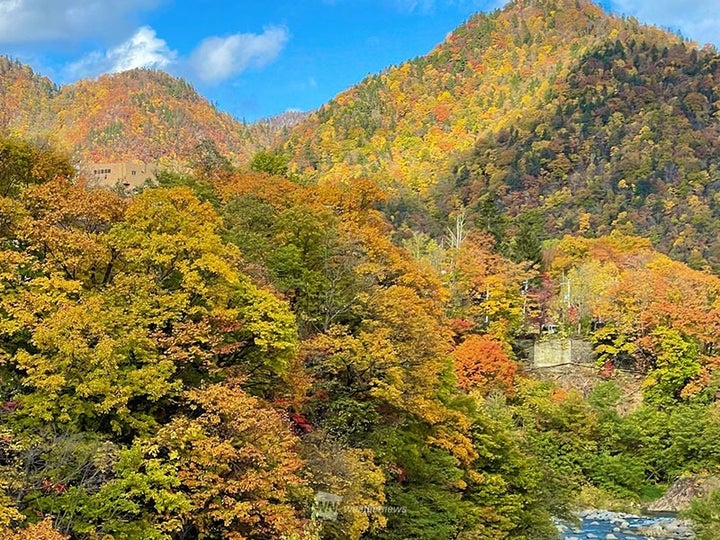 定山渓温泉 紅葉見頃時の様子