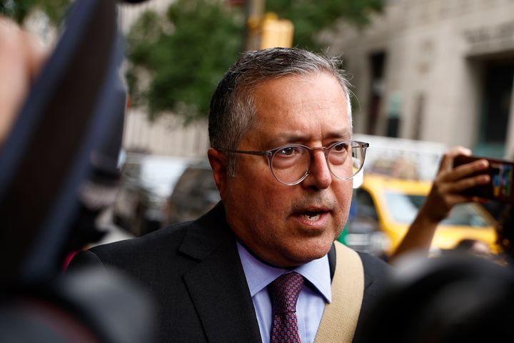 Marc Agnifilo, the lawyer for Sean Combs, speaks outside U.S. District Court on Tuesday. Agnifilio told reporters Combs plans to fight the charges "with all of his energy" and he expects things ending with a "good result" for the rapper.