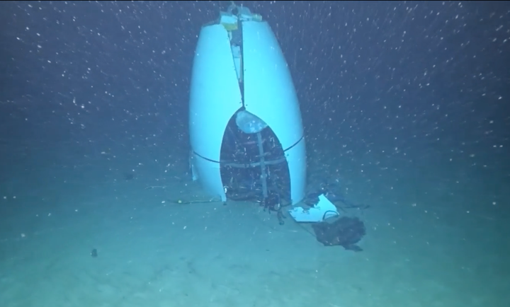 The Titan submersible's detached tail cone.